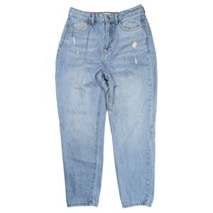 ZARA Relaxed Fit Light Wash Distressed Barrel Ankle Jeans Women's Size 6‎ 28x27